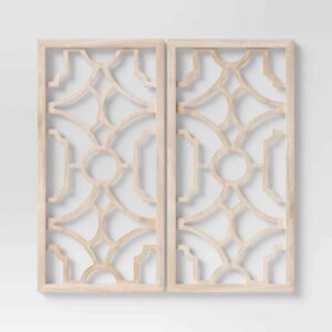 Set of 2 wood lattice wall hanging panels 