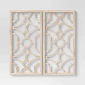 Set of 2 wood lattice wall hanging panels 
